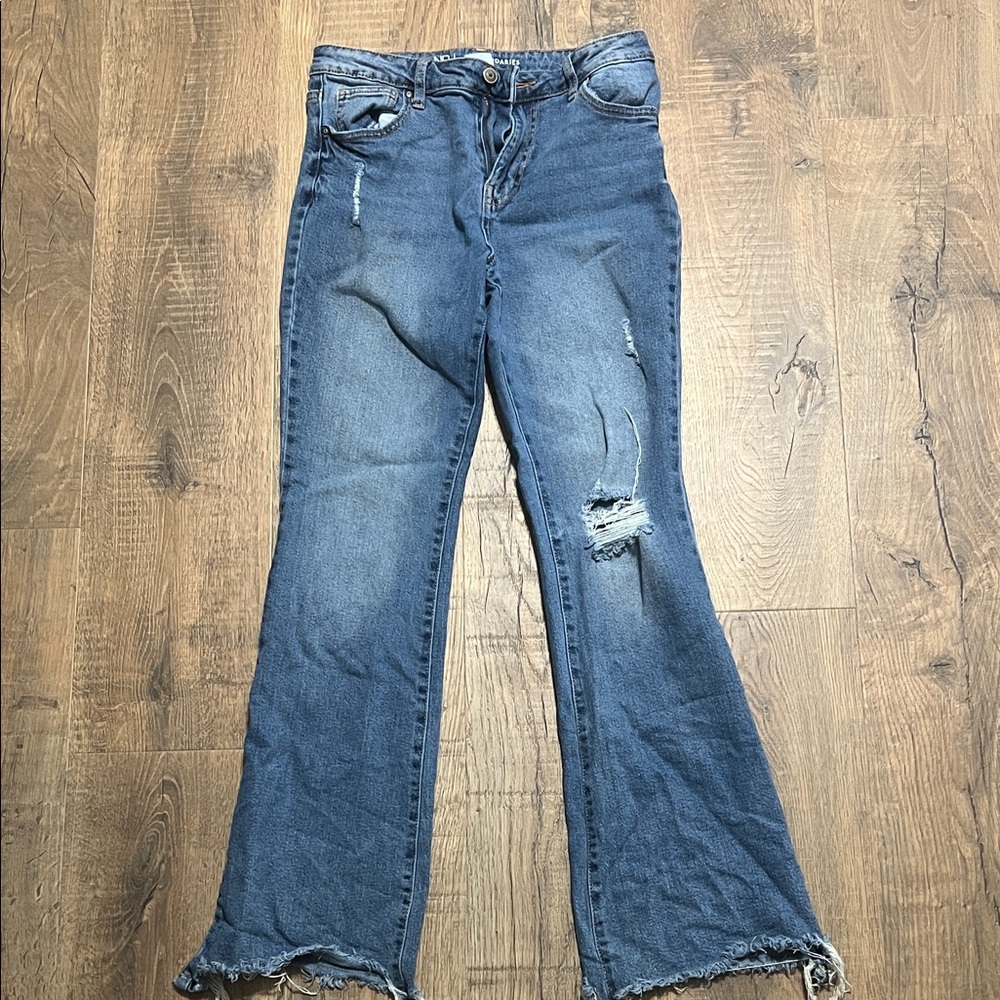 No Boundaries Blue Distressed Flare Jeans